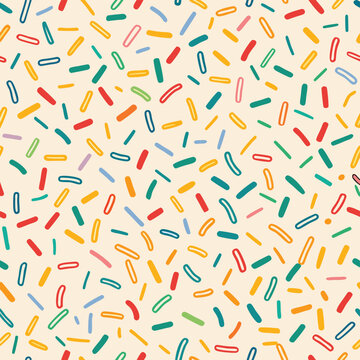 Colorful, hand-drawn, oblong shapes pattern on a light beige background