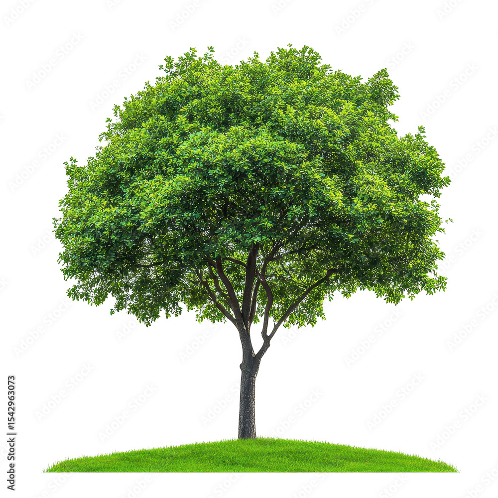 Poster vibrant green tree with lush foliage on a clean transparent background creating a serene natural aes