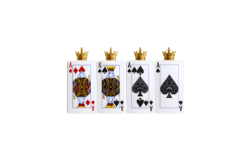 Royal flush playing cards game ace king win art risk on transparent background
