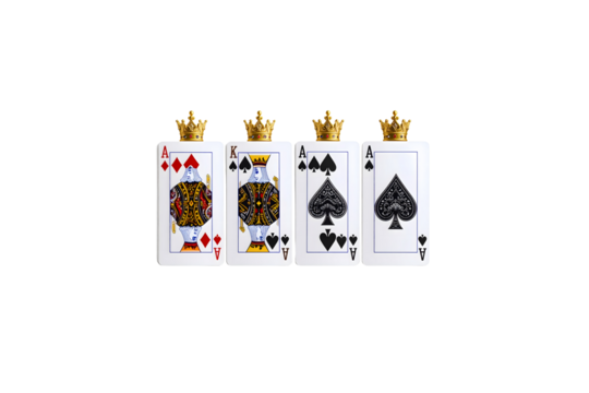 Royal flush playing cards game ace king win art risk on transparent background - Powered by Adobe