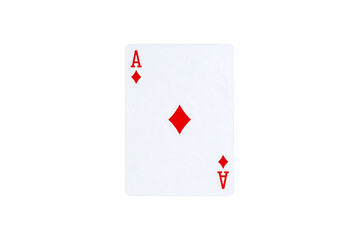 Obraz premium Single ace of diamonds playing card isolated on red on transparent background