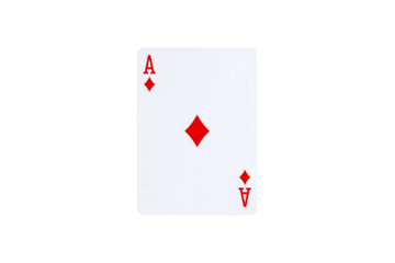 Single ace of diamonds playing card isolated on red on transparent background