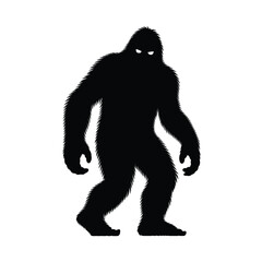 Black Silhouette Bigfoot Walking Hairy Creature Monster white