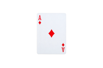 Single playing card ace of diamonds red suit game art on transparent background