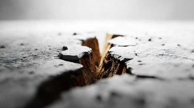 Cracked surface close up rough texture damaged abstract dramatic lighting broken detail macro natural pattern vdo shows deep fissure hard material evoking tension, cracked earth surface dry soil