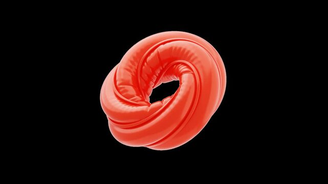 3D Abstract of Twisted Toroid Flow Shape | Alpha Channel