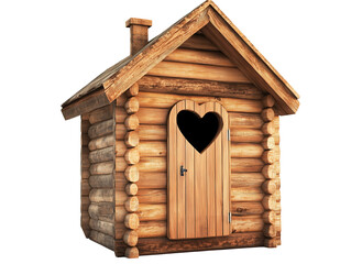 outdoor wooden toilet on a transparent background