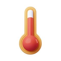 3D cartoon thermometer shows a warm temperature