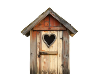 outdoor wooden toilet on a transparent background