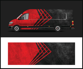 Red and Black Abstract Design Van Wrap Template