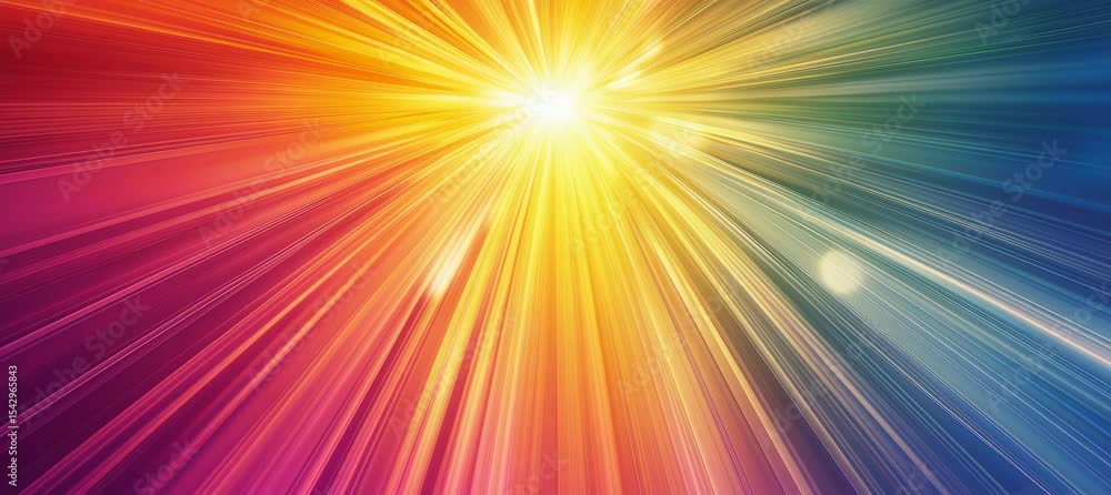 Poster abstract shiny colorful rainbow lights rays. generative video ai technology.