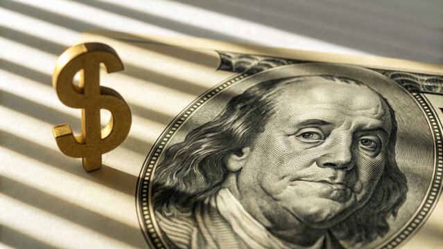 Dollar money currency finance economy cash banknote shadow gold symbol business investment wealth savings. Inflation ,stagflation, recession and depression . Economic, financial crisis concept