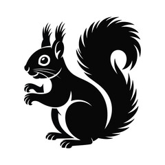 Black Silhouette Squirrel Illustration Animal Wildlife Design vector