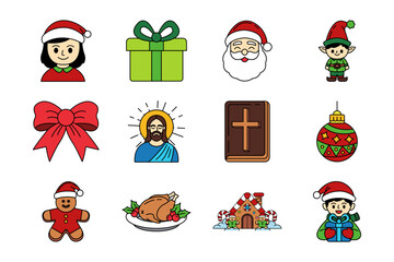 illustration icons of christmas things collection