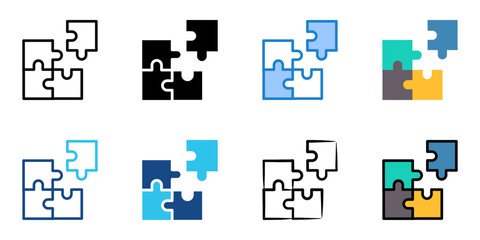 Naklejka premium Solving icon set multiple style collection 