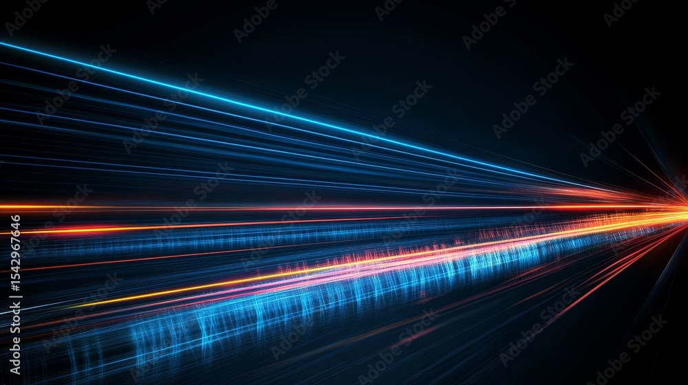 Poster dynamic data transmission rays create a digital illusion of speed in hyper light communication