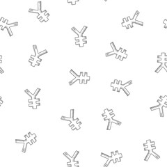 Yen pattern background. Seamless pattern of the symbols of yen currency background. Yen Doodle seamless pattern background.