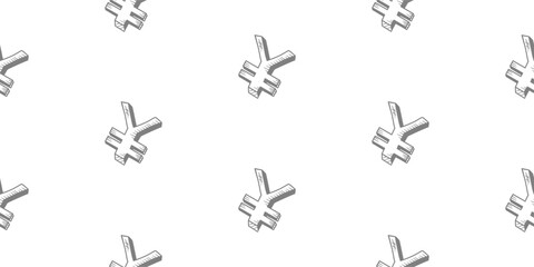 Yen pattern background. Seamless pattern of the symbols of yen currency background. Yen Doodle seamless pattern background.