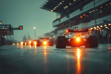 sports racing car formula driving on track