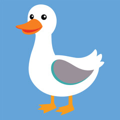 Cute Cartoon White Duck Vector Illustration with Orange Beak silhouette, Duck vector silhouette, Duck Clipart design, a cartoon of a duck