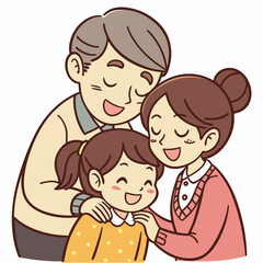 Happy Family Portrait Loving Parents Embrace Their Child Showing Affection and Joy