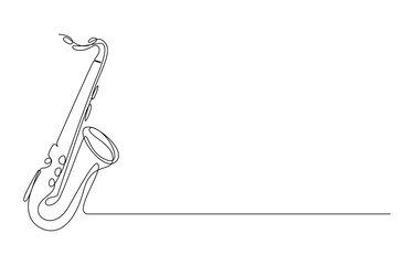 Saxophone instrument musical one continuous line art drawing