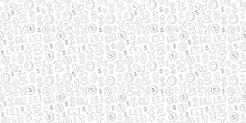 Money pattern background. Finance sign Pattern background. Currency Doodle Pattern background. Finance and Investment Icon Background.