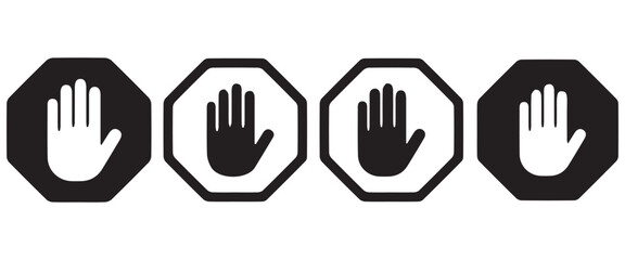 Obraz premium Red and Green Stop and Go Signs Flat Style Traffic Symbol Vector Set