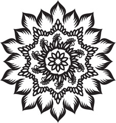 Intricate Black White Floral Mandala