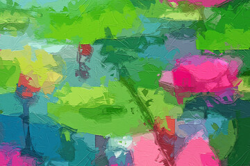 Various oil paintings, flowers, squirrels, boats, landscapes, lakes, swans, tulips, lotus leaves, lotus flowers, forests, birds, butterflies, chrysanthemums