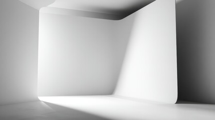 Fototapeta premium A minimalistic white room with soft lighting and smooth surfaces.