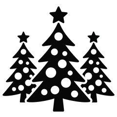 Obraz premium Three Black And White Christmas Trees With Stars And Dots vector