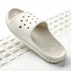 Pair of casual slippers with soft sole and open-toe design isolated on white background