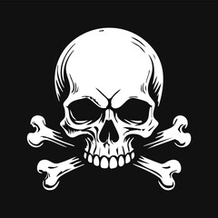 Skull and crossbones pattern on a black background, symbolizing danger or piracy.