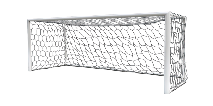 Soccer goal, black net, white frame