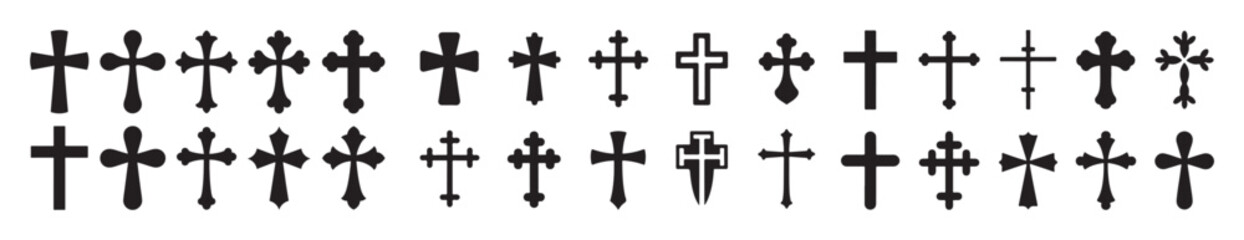 Diverse Collection of Cross Designs Religious Symbols Christian Faith Graphic Elements
