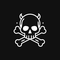 Skull and crossbones logo prominently displayed on a solid black background.