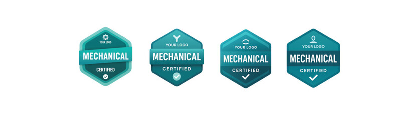Mechanical Certified Badge Icons Set – Editable Vector Labels for Engineers & Technical Accreditation