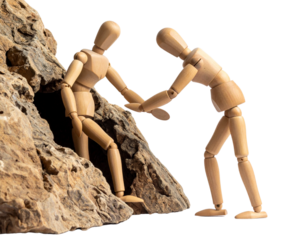 Wooden Miniature Helping Friend Concept