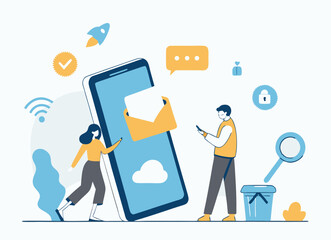 Social network concept: Businessman with mobile phone and tablet PC, illustrating communication technology and web design