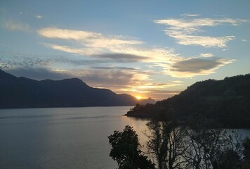 sunset over the lake