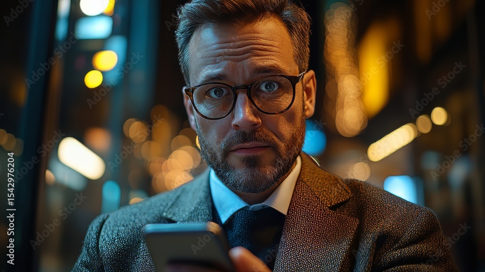 Poster a businessman interacts with a digital chatbot system on a smartphone, showcasing ai-powered automat