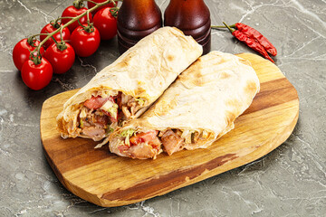 Shawarma with grilled chicken meat