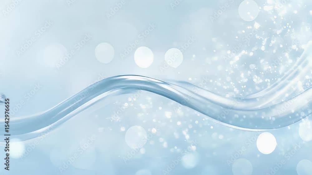 Poster abstract blue background with wavy lines and bokeh lights for modern design