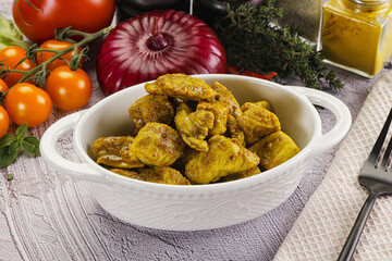 Indian cuisine curry chicken fillet