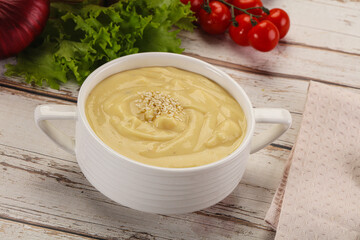 Gourmet cheese soup in the bowl