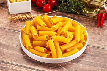 Italian cuisine - dry tortiglioni pasta