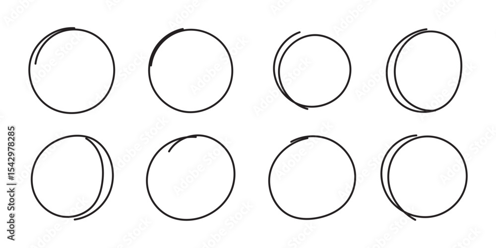 Poster hand drawing circle line sketch set.doodle round circles for message note mark design element. doodl