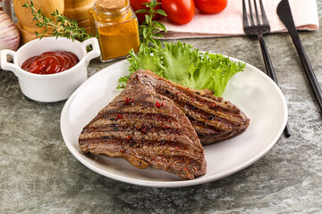 Delicus grilled beef steak with sauce