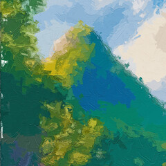 Various oil paintings, floral landscapes, forests, creeks, chrysanthemums, butterflies, waterfalls, roses, peonies, mushrooms, spotted deer